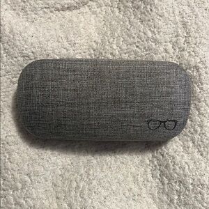 Hard Gray Eyeglass Case with Glasses Icon -- travel storage box